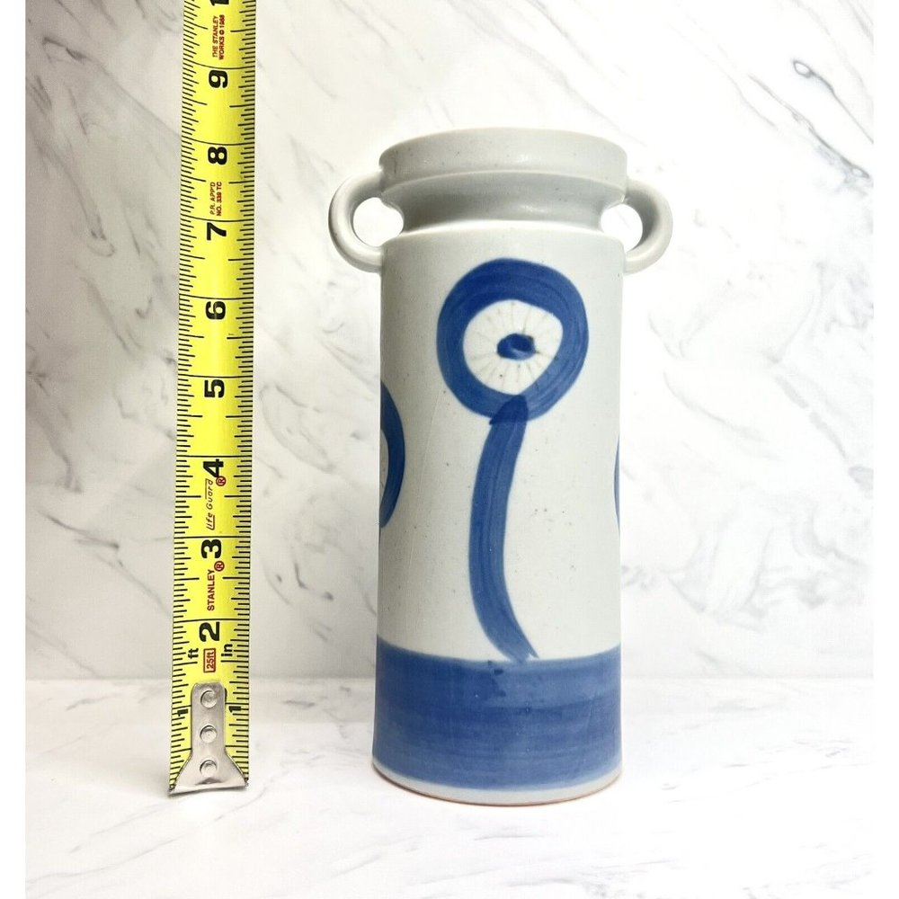 UCTCI Japan Abstract Flower Vase MCM Scandinavian Style Vintage Blue White - Picture 2 of 9
